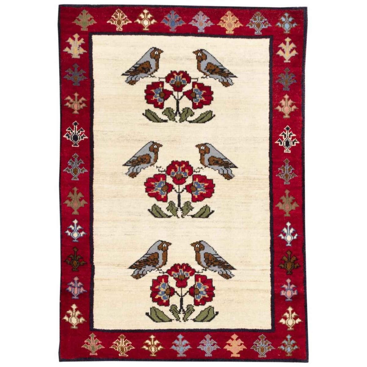 Price and Buy Persian Gabbeh Wool Rug Handwoven in Fars Birds & Flowers