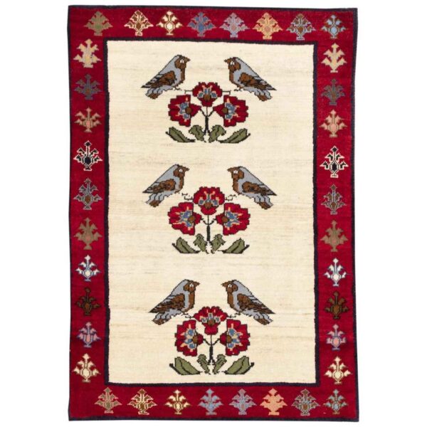 Price and Buy Persian Gabbeh Wool Rug Handwoven in Fars Birds & Flowers_68ff0c4c3597d.jpeg Price and Buy Persian Gabbeh Wool Rug Handwoven in Fars Birds & Flowers