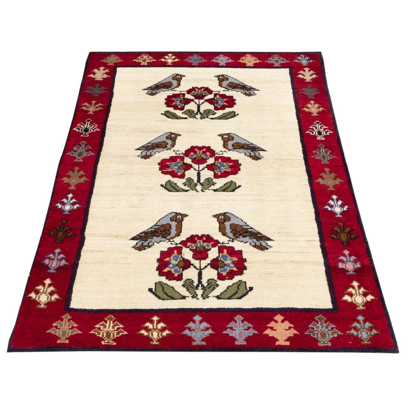 Price and Buy Persian Gabbeh Wool Rug Handwoven in Fars Birds & Flowers - Image 9