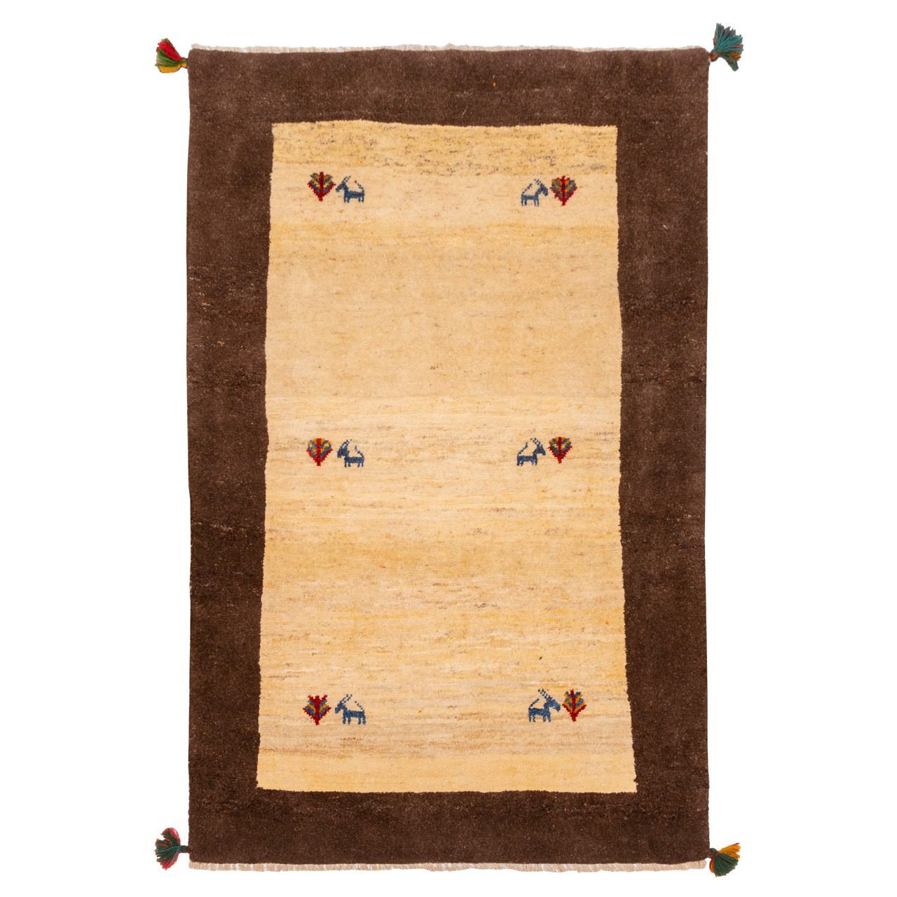 Price and Buy Persian Gabbeh Wool Rug Handwoven in Fars Bordered Animal Motifs