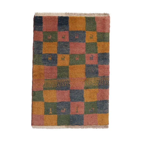 Price and Buy Persian Gabbeh Wool Rug Handwoven in Fars Checkered Animal Motifs