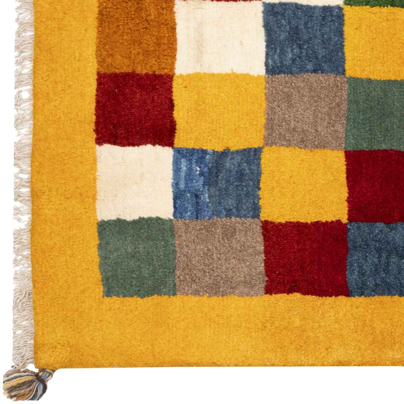 Price and Buy Persian Gabbeh Wool Rug Handwoven in Fars Checkered Yellow - Image 3