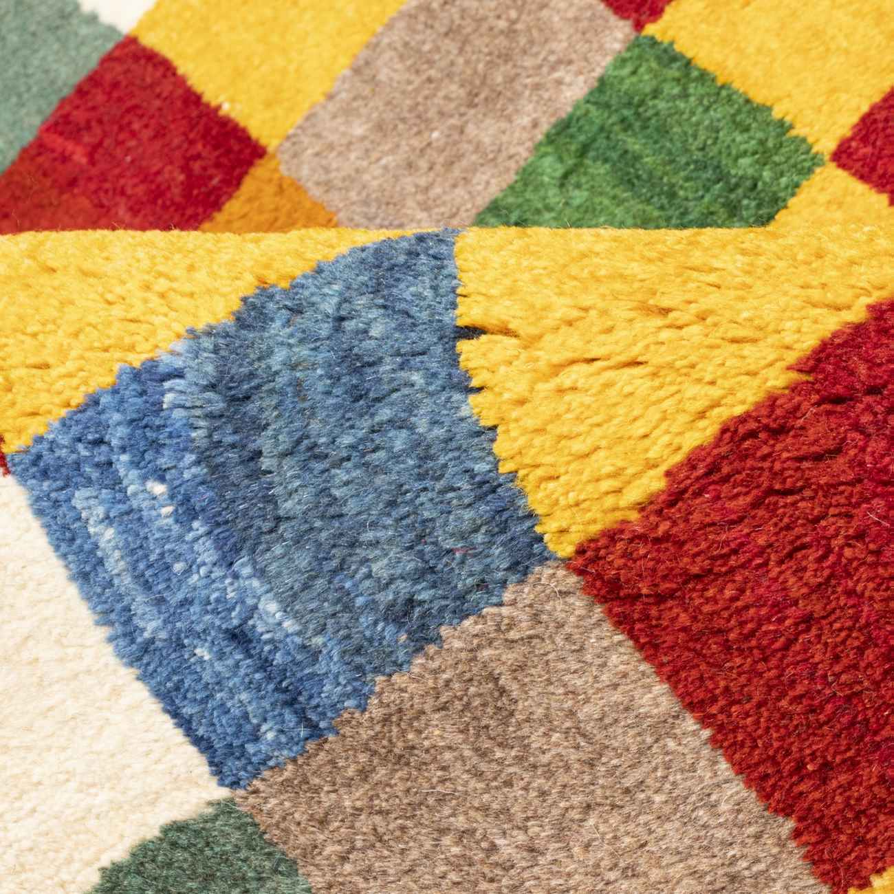 Price and Buy Persian Gabbeh Wool Rug Handwoven in Fars Checkered Yellow - Image 6