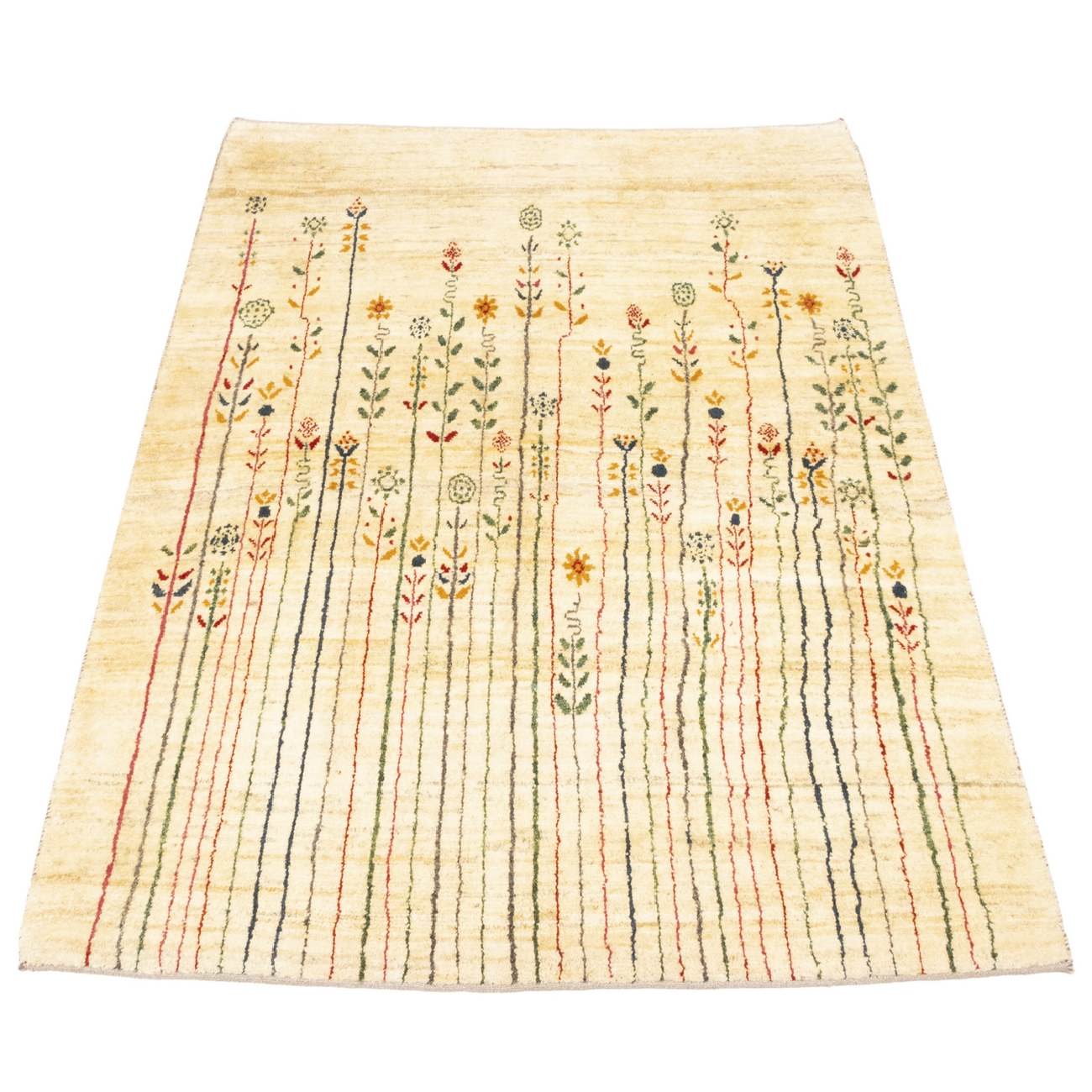 Price and Buy Persian Gabbeh Wool Rug Handwoven in Fars Floral Cream - Image 3
