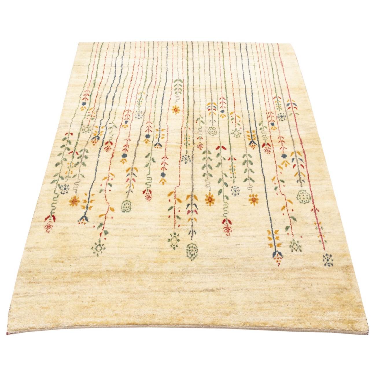 Price and Buy Persian Gabbeh Wool Rug Handwoven in Fars Floral Cream - Image 4