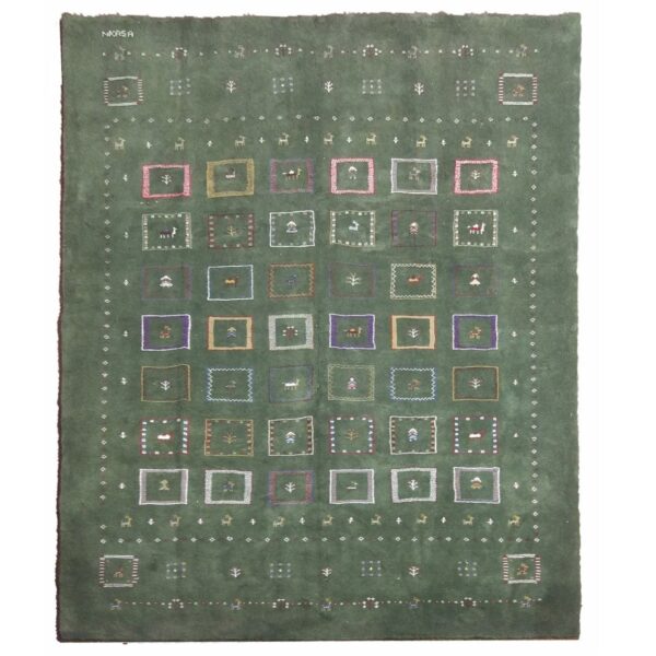 Price and Buy Persian Gabbeh Wool Rug Handwoven in Fars Green_68ff1aa22e2df.jpeg Price and Buy Persian Gabbeh Wool Rug Handwoven in Fars Green