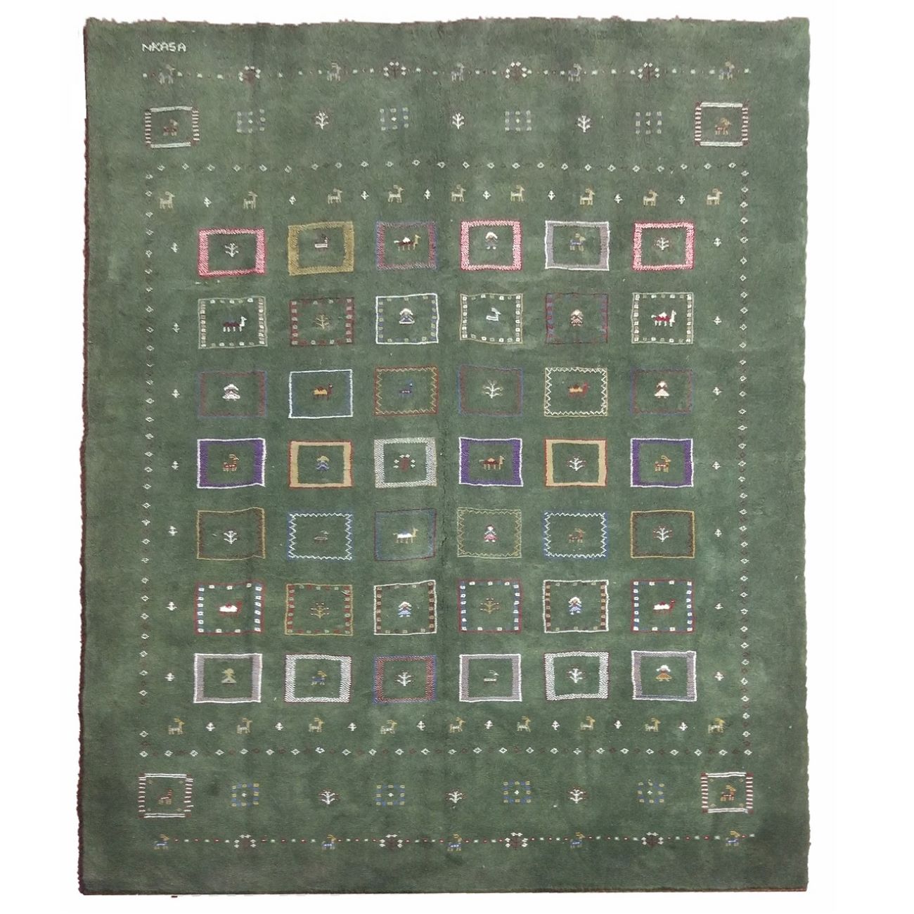 Price and Buy Persian Gabbeh Wool Rug Handwoven in Fars Green