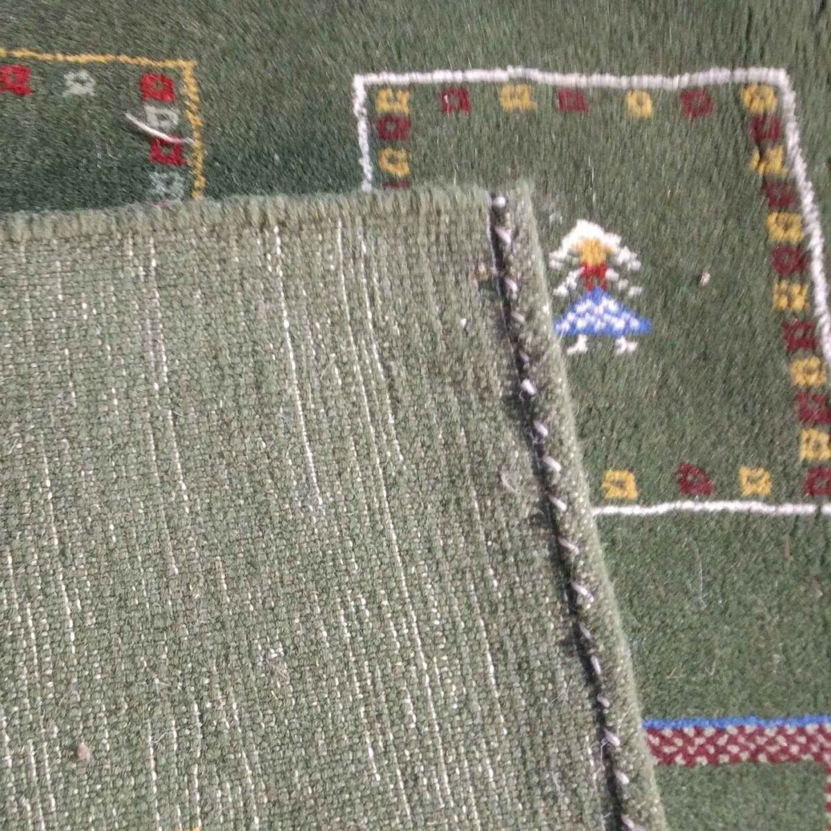 Price and Buy Persian Gabbeh Wool Rug Handwoven in Fars Green - Image 4