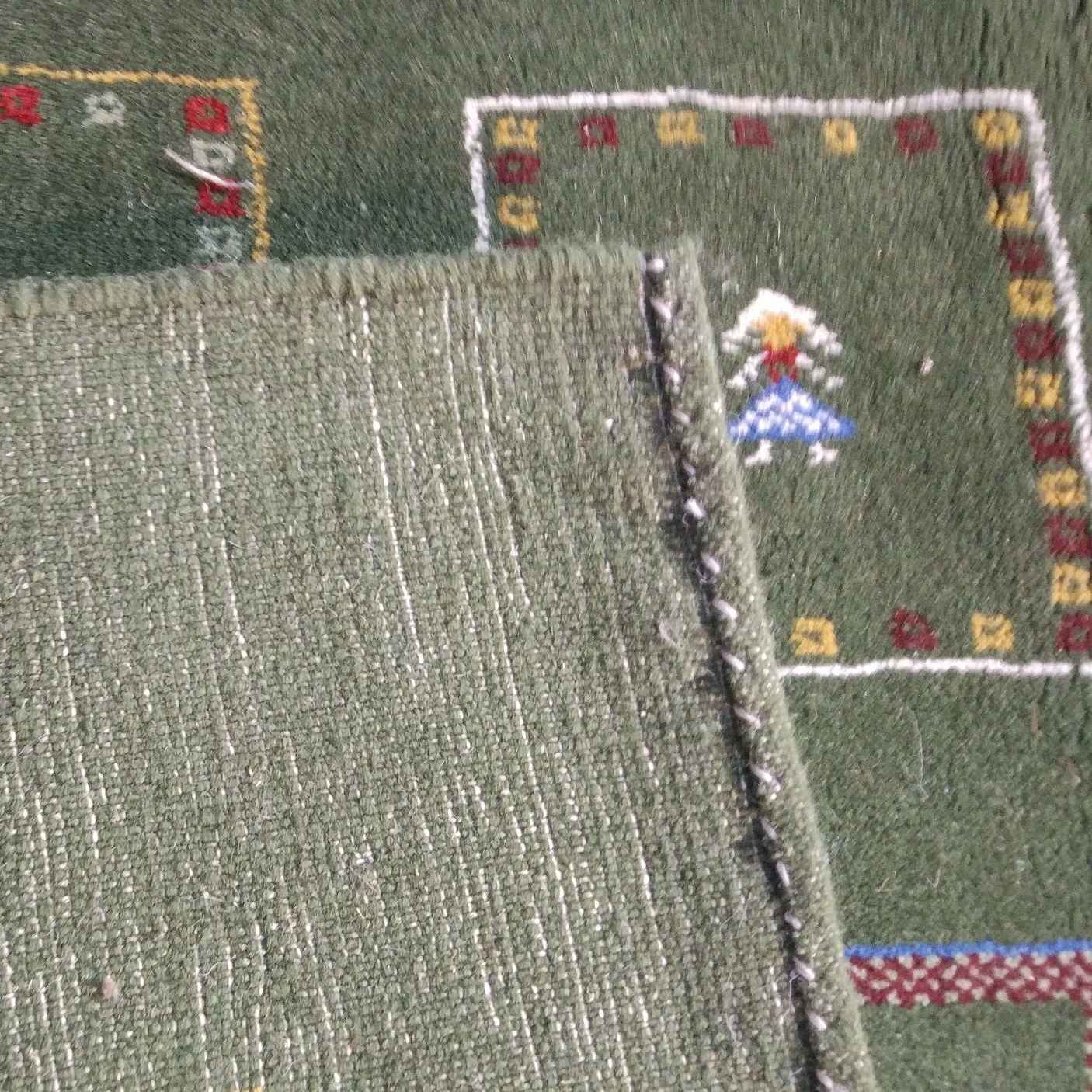 Price and Buy Persian Gabbeh Wool Rug Handwoven in Fars Green - Image 4