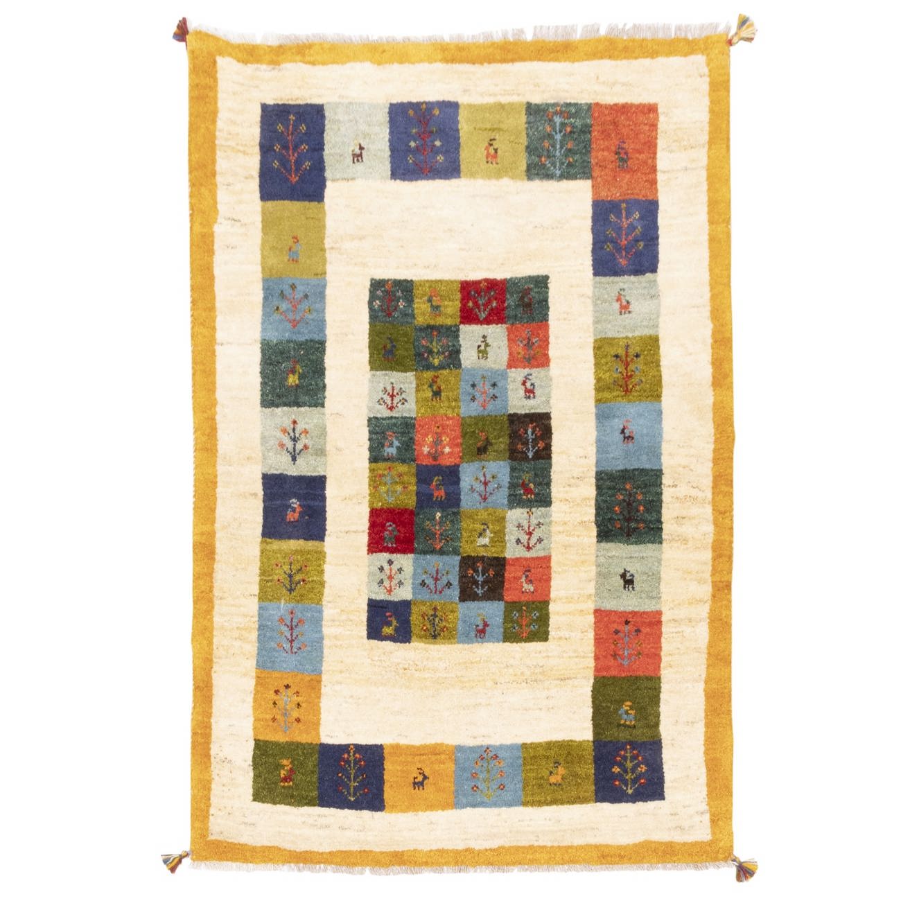 Price and Buy Persian Gabbeh Wool Rug Handwoven in Fars Kashkuli Cream