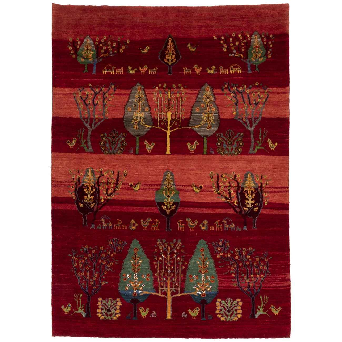 Price and Buy Persian Gabbeh Wool Rug Handwoven in Fars Tree Motifs