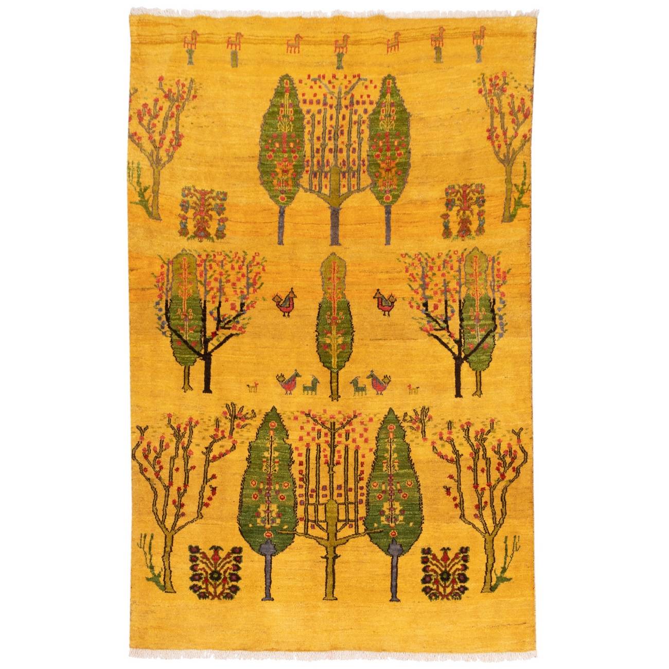 Price and Buy Persian Gabbeh Wool Rug Handwoven in Fars Yellow