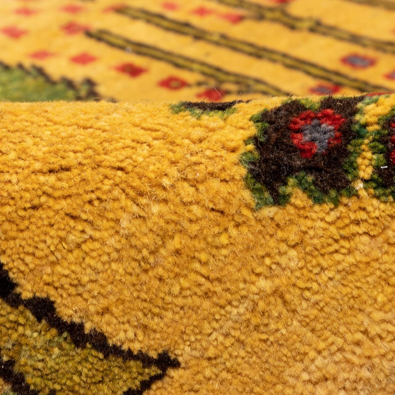 Price and Buy Persian Gabbeh Wool Rug Handwoven in Fars Yellow - Image 9