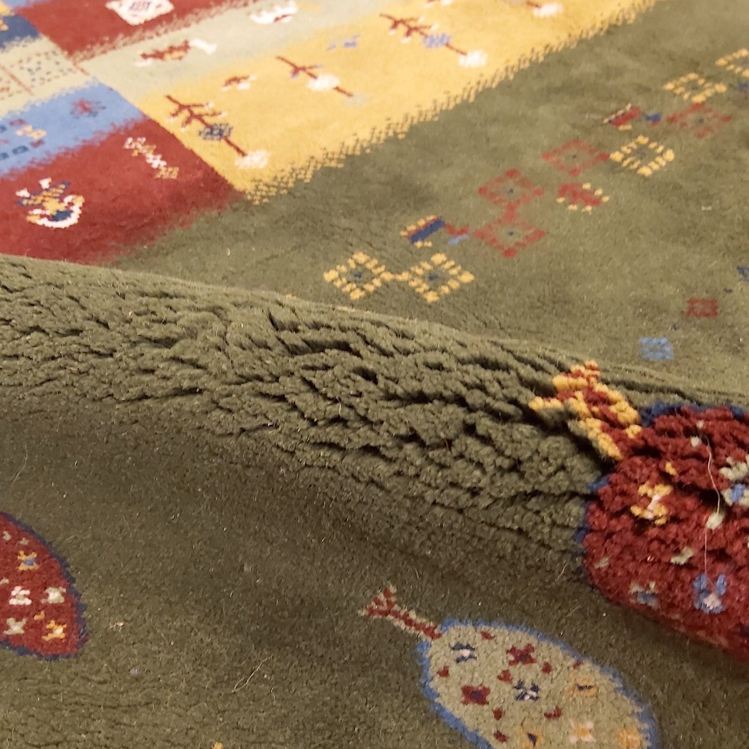 Price and Buy Persian Gabbeh Wool Rug Handwoven in Shiraz Tree Motifs Green - Image 6