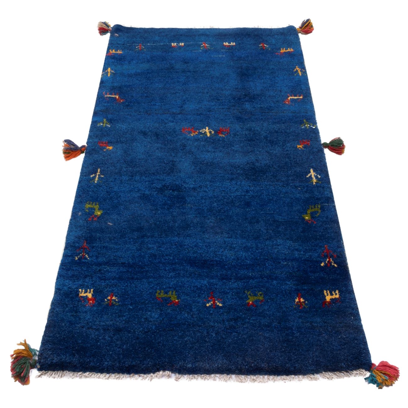Price and Buy Persian Gabbeh Wool Runner Rug Handwoven in Fars Animal Motifs Navy Blue - Image 3