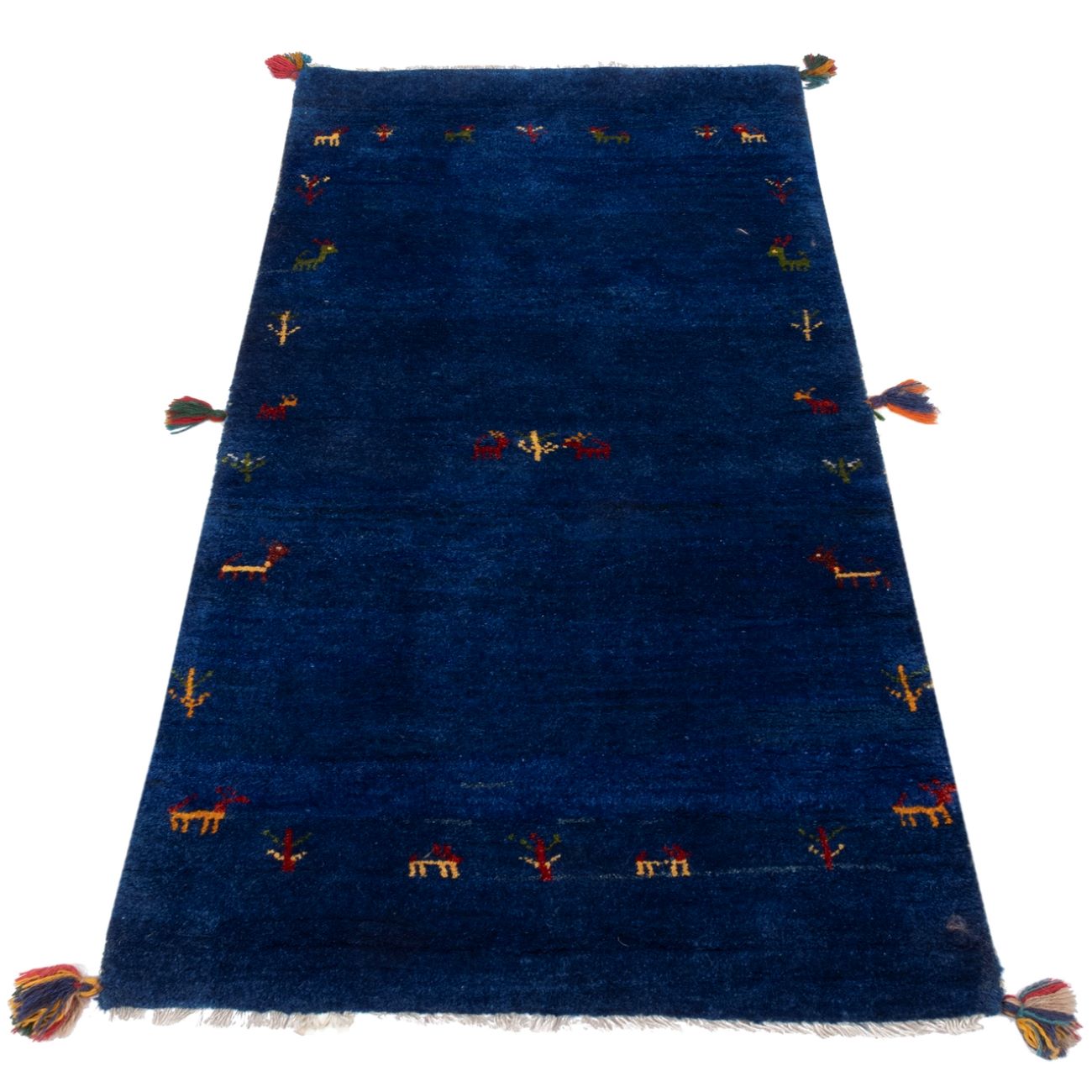 Price and Buy Persian Gabbeh Wool Runner Rug Handwoven in Fars Animal Motifs Navy Blue - Image 4
