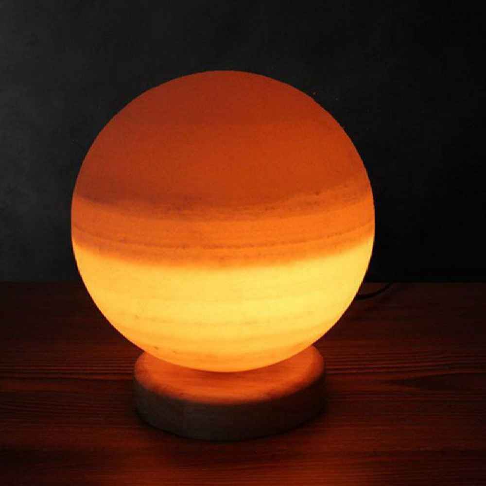 Price and Buy Persian Globe Salt Lamp – Handcrafted Design with Wooden Base - Image 3