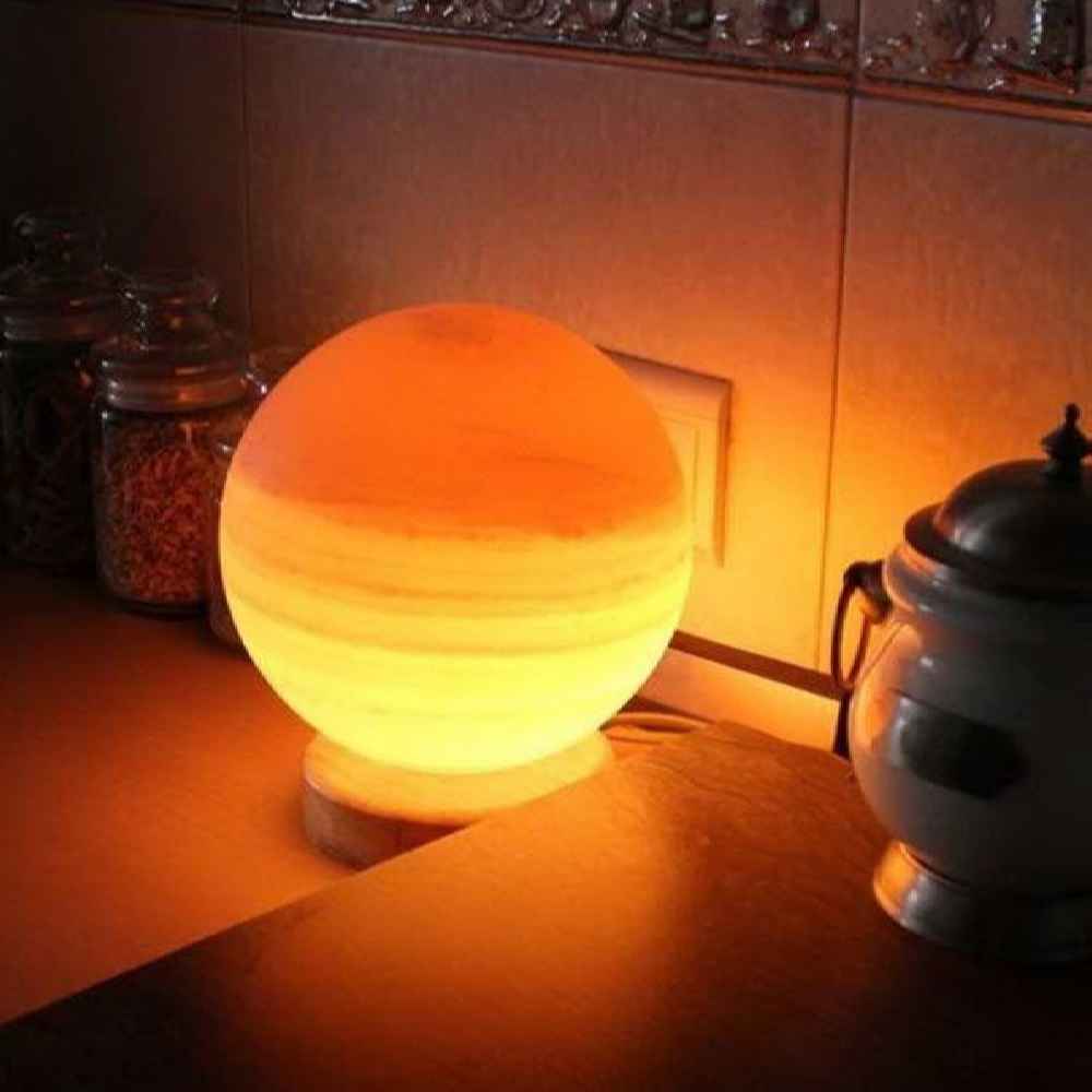 Price and Buy Persian Globe Salt Lamp – Handcrafted Design with Wooden Base - Image 4