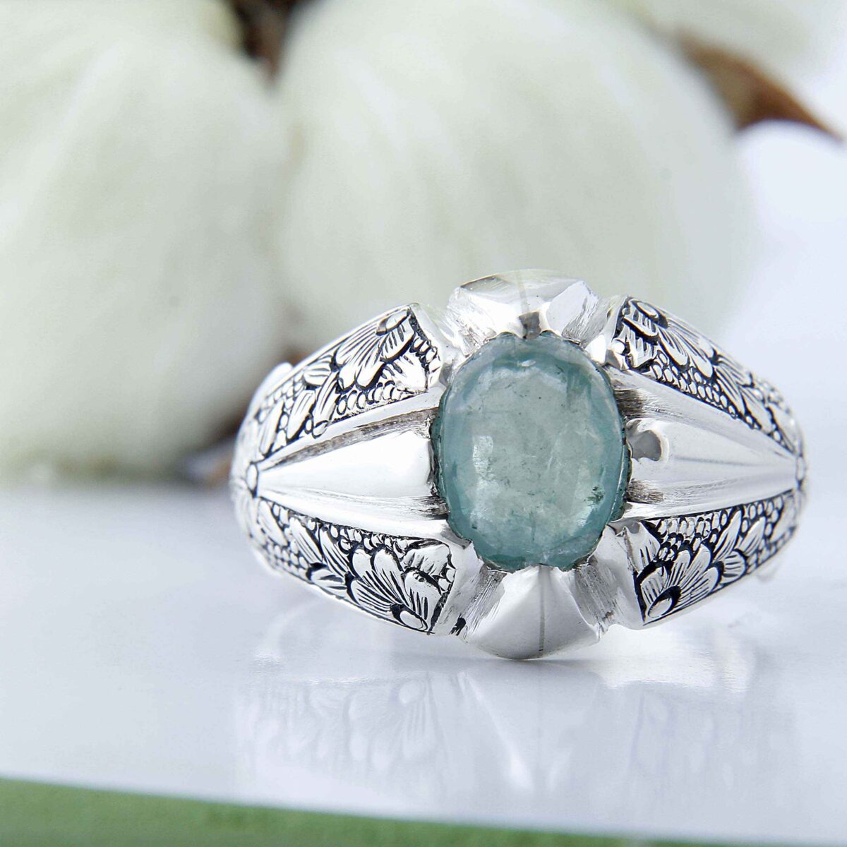 Price and Buy Persian Green Emerald Silver Ring For Men Handcrafted - Image 4