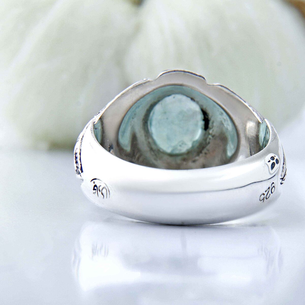 Price and Buy Persian Green Emerald Silver Ring For Men Handcrafted - Image 5