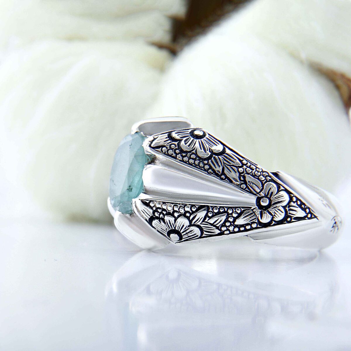 Price and Buy Persian Green Emerald Silver Ring For Men Handcrafted - Image 7