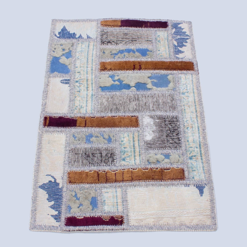Price and Buy Persian Hand-Knotted Patchwork Carpet White - Image 3