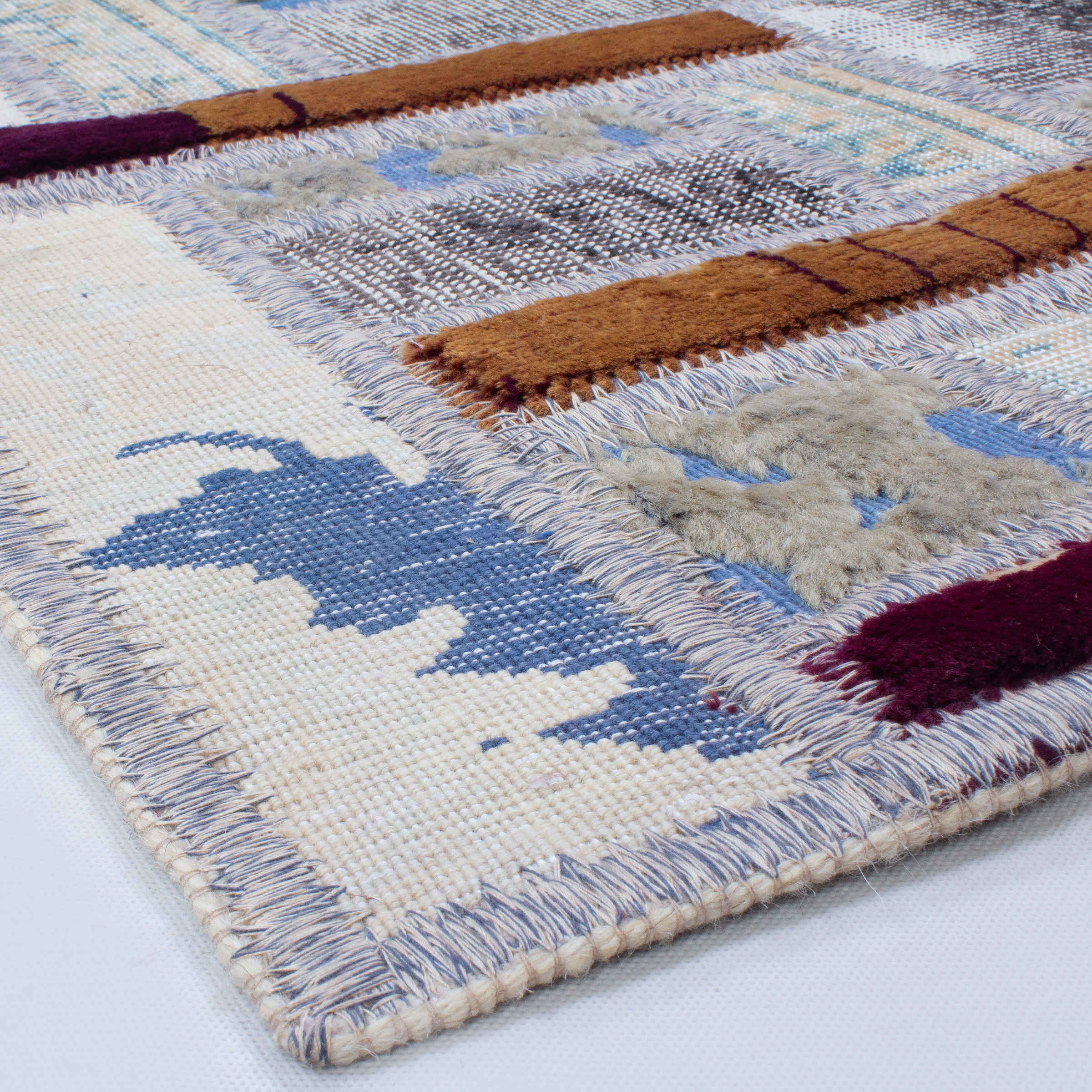 Price and Buy Persian Hand-Knotted Patchwork Carpet White - Image 4