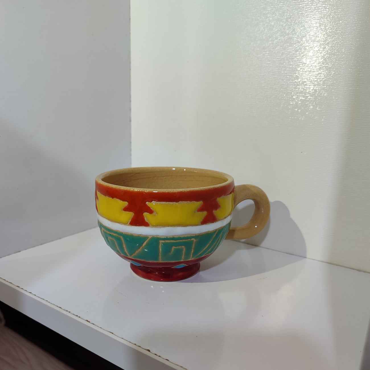 Price and Buy Persian Handcraft Pottery Teacup & Saucer with Geometric Design