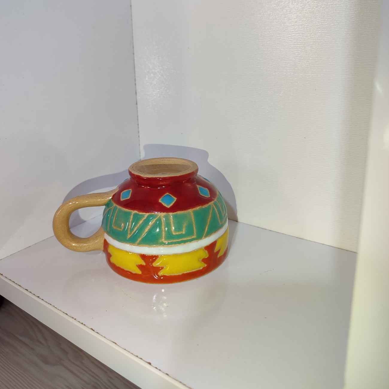 Price and Buy Persian Handcraft Pottery Teacup & Saucer with Geometric Design - Image 3