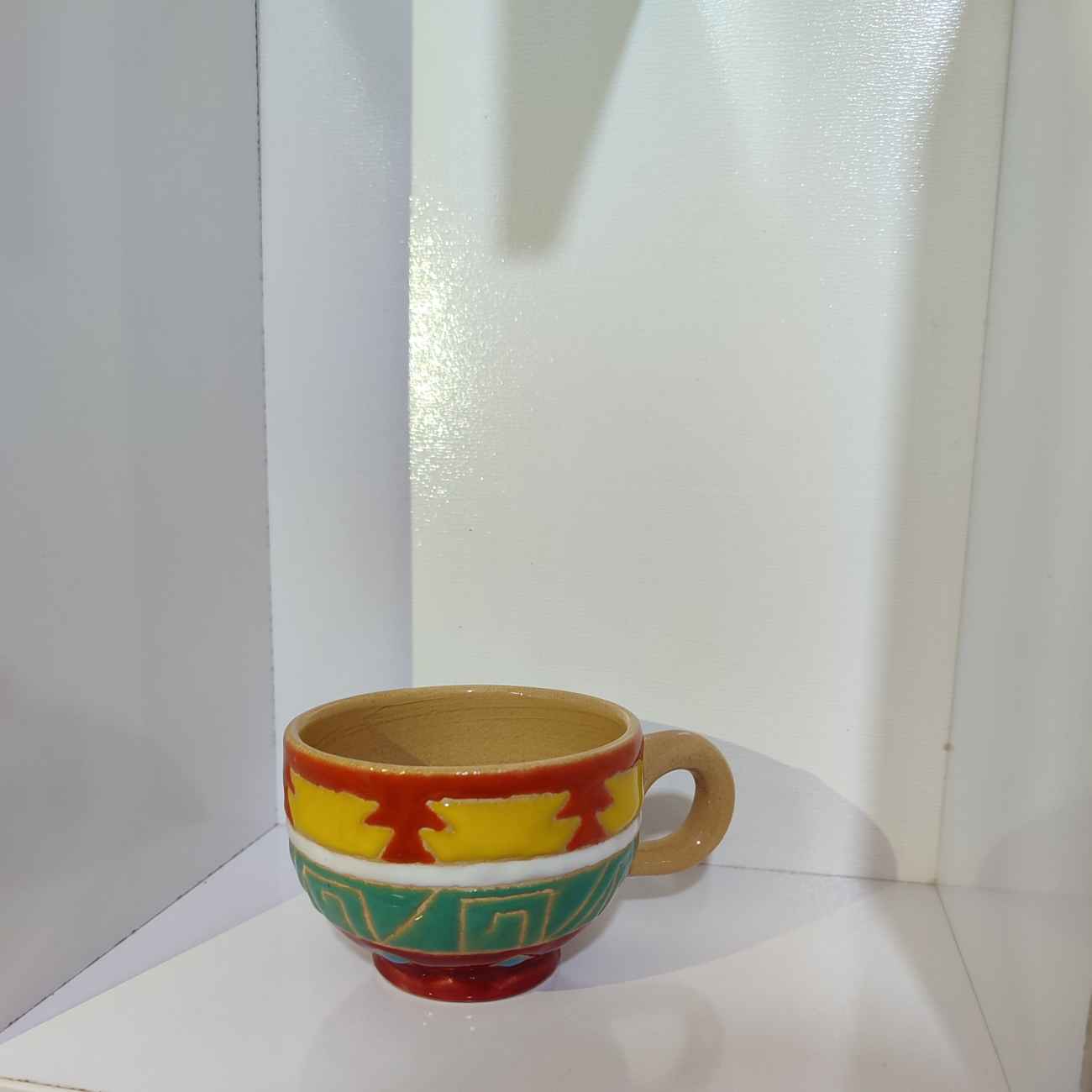 Price and Buy Persian Handcraft Pottery Teacup & Saucer with Geometric Design - Image 4