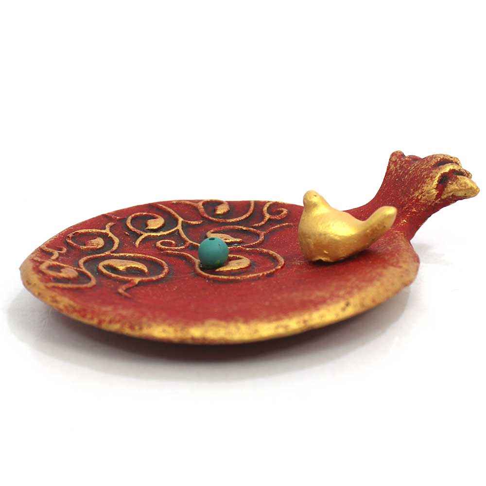 Price and Buy Persian Handcrafted Pottery Incense Holder – Pomegranate & Bird Design - Image 3