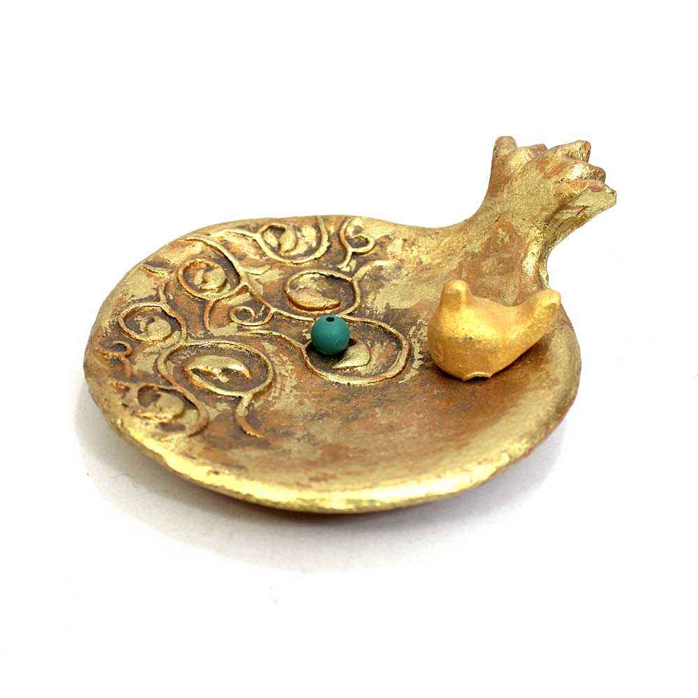Price and Buy Persian Handcrafted Pottery Incense Holder – Pomegranate & Bird Design - Image 4
