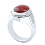 Price and Buy Persian Handmade Men’s Silver Ring with Yemeni in Red Agate Stone