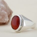 Price and Buy Persian Handmade Men’s Silver Ring with Yemeni in Red Agate Stone - Image 3