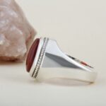 Price and Buy Persian Handmade Men’s Silver Ring with Yemeni in Red Agate Stone - Image 5