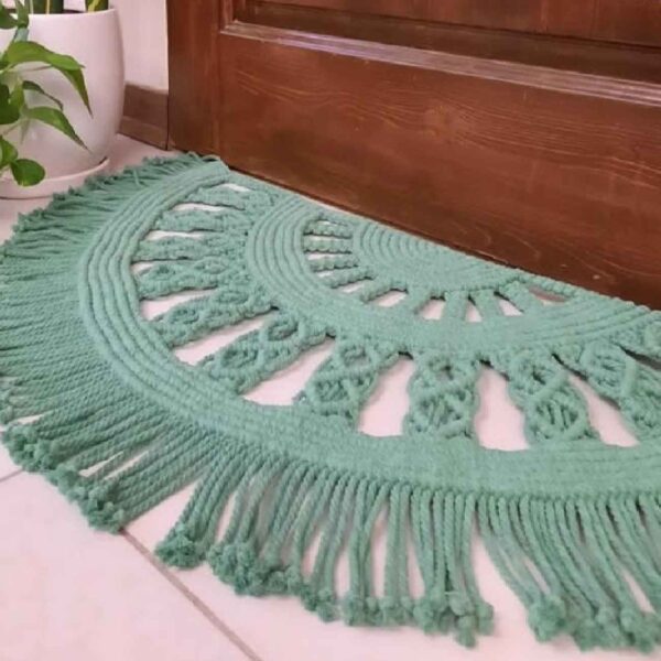 Price and Buy Persian Handwoven Boho Macrame Floor Rug in Green