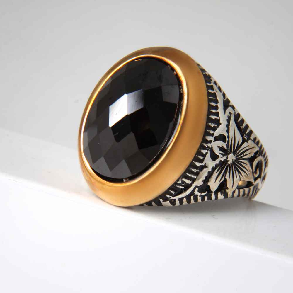 Price and Buy Persian Hematite Silver Ring Hadid Gemstone for Men Farhad - Image 3