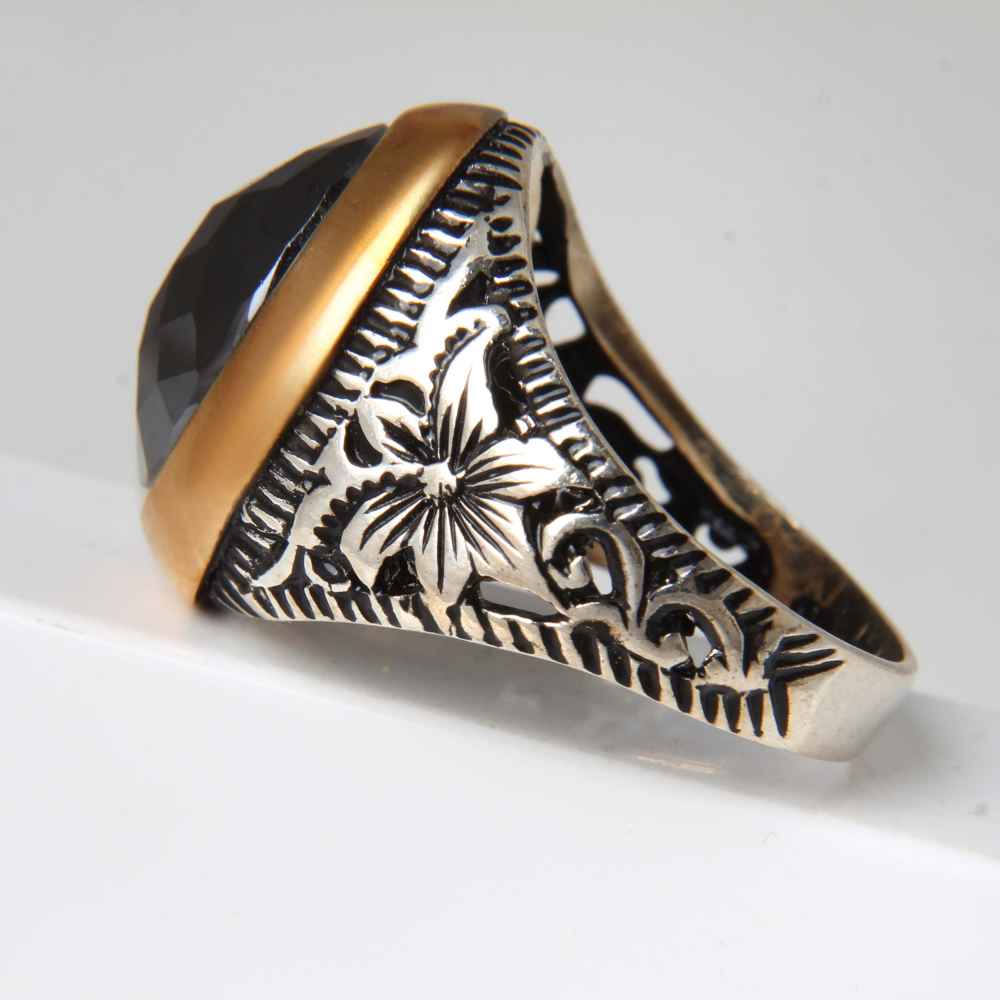 Price and Buy Persian Hematite Silver Ring Hadid Gemstone for Men Farhad - Image 4