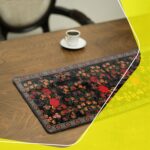 Price and Buy Persian Inspired Black Velvet Table Runner – with Red Flower