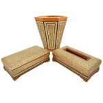 Price and Buy Persian Khatamkari Waste Basket and Tissue Box – Handcrafted Décor for Living Spaces