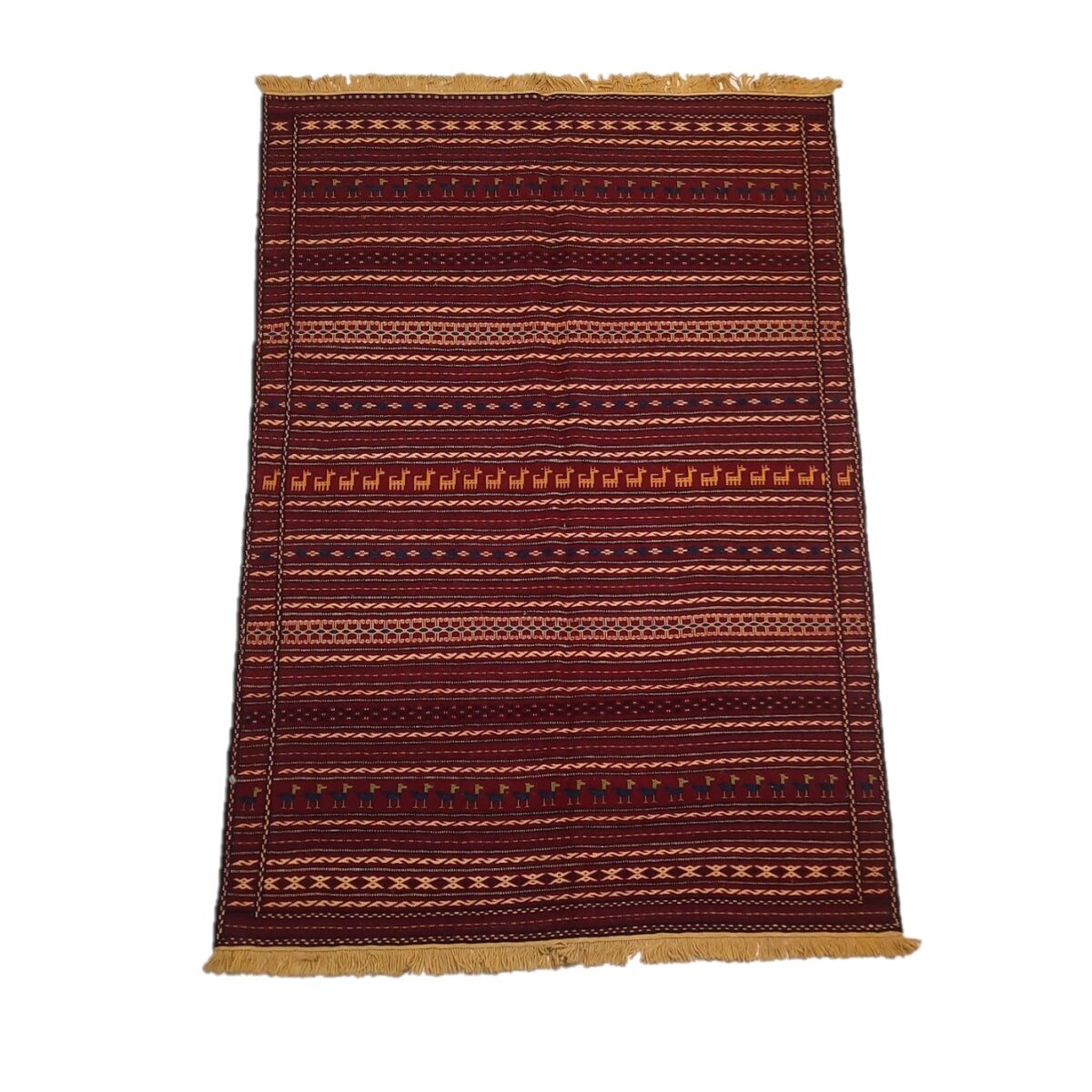 Price and Buy Persian Kilim Rug with Wool Handwoven in Ghoochan Striped Maroon