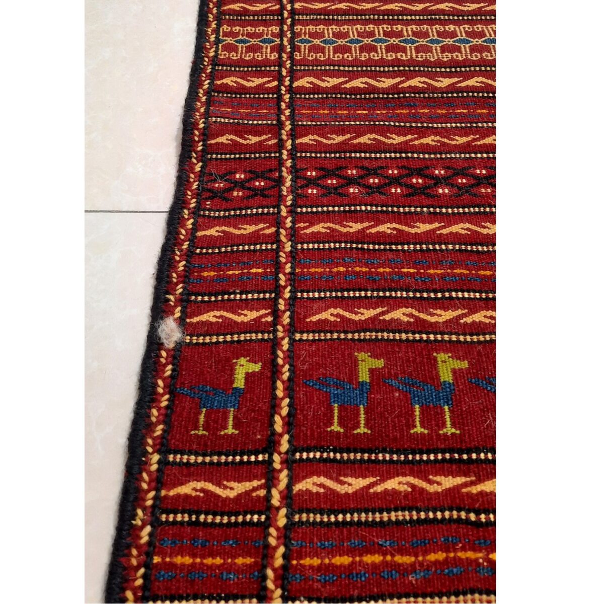 Price and Buy Persian Kilim Rug with Wool Handwoven in Ghoochan Striped Maroon - Image 3