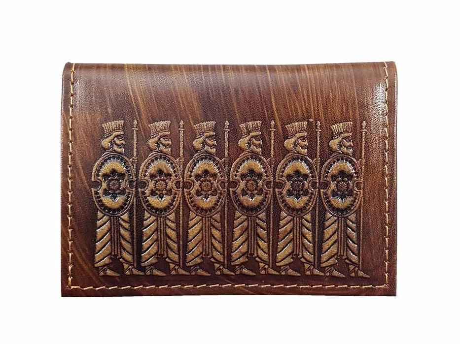 Price and Buy Persian Leather Bifold Wallet for Men with Achaemenid & Faravahar Design - Image 3