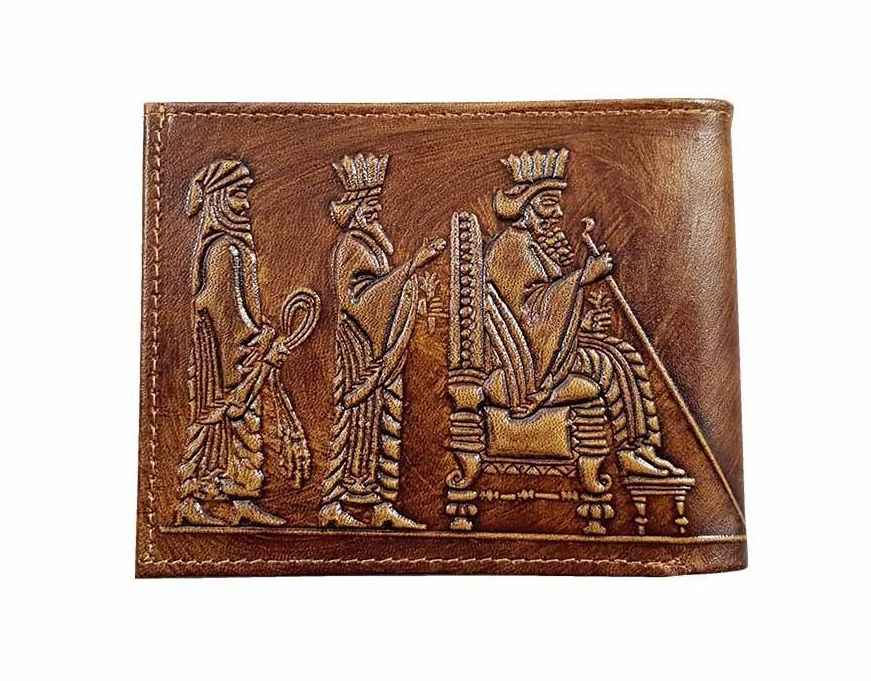 Price and Buy Persian Leather Bifold Wallet for Men with Achaemenid Throne Design