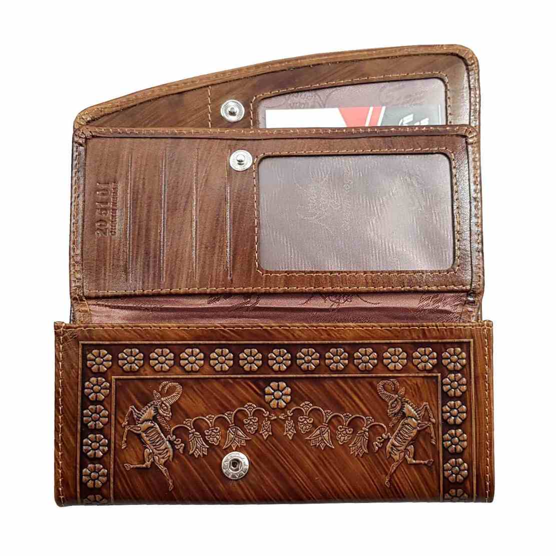 Price and Buy Persian Leather Long Wallet for Women with Achaemenid Design - Image 3