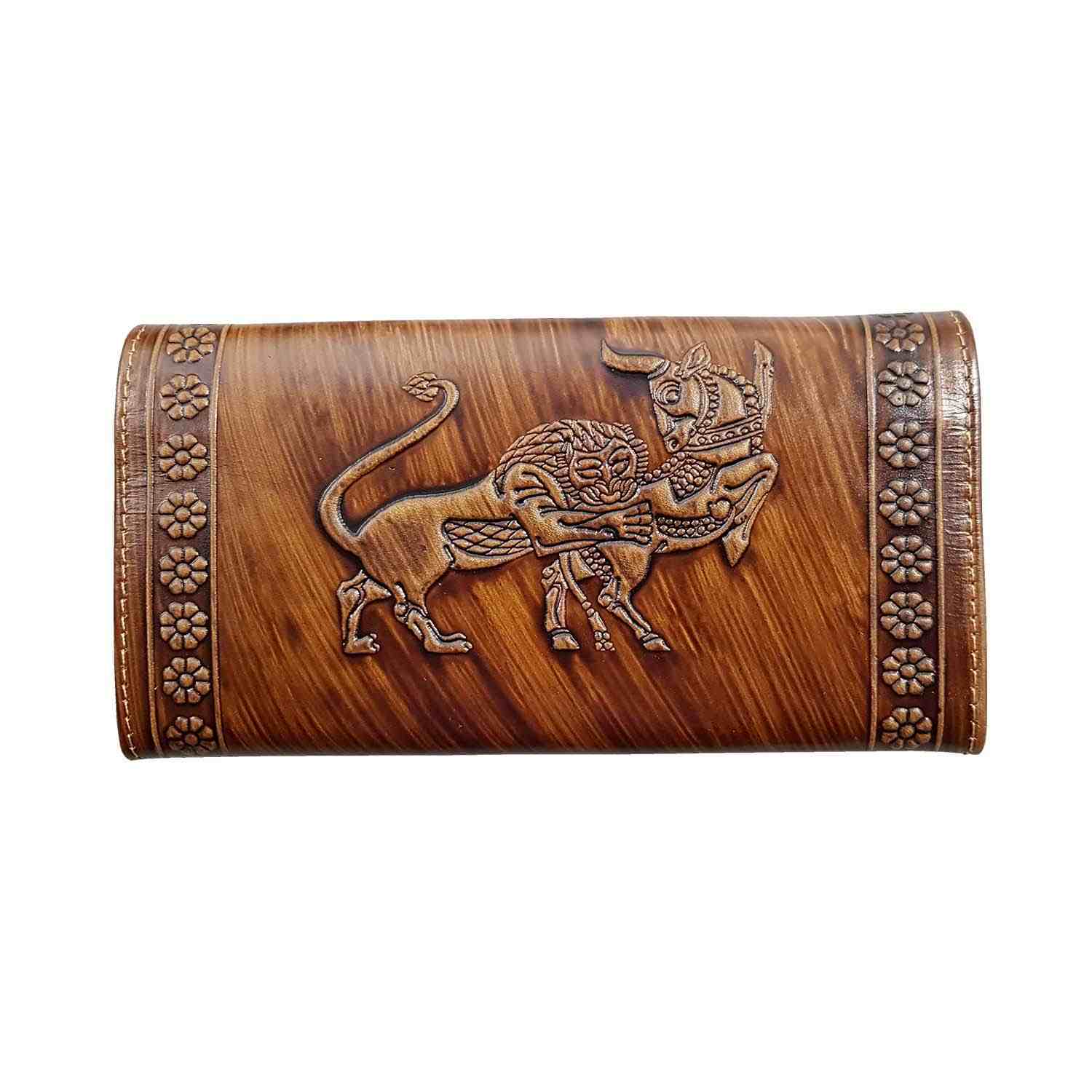 Price and Buy Persian Leather Long Wallet for Women with Achaemenid Design - Image 4