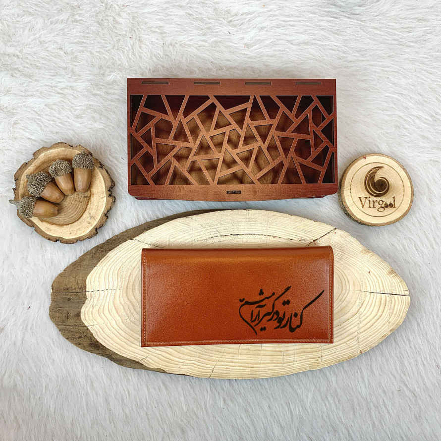 Price and Buy Persian Leather Long Wallet with Calligraphy Design - Image 3