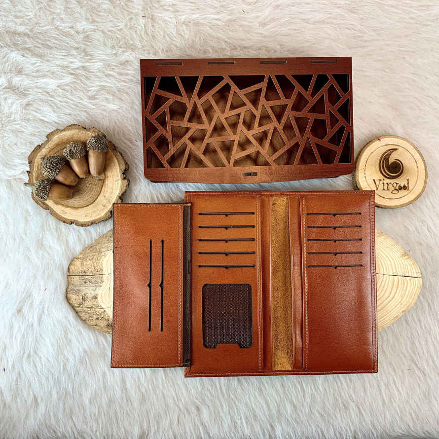 Price and Buy Persian Leather Long Wallet with Calligraphy Design - Image 4