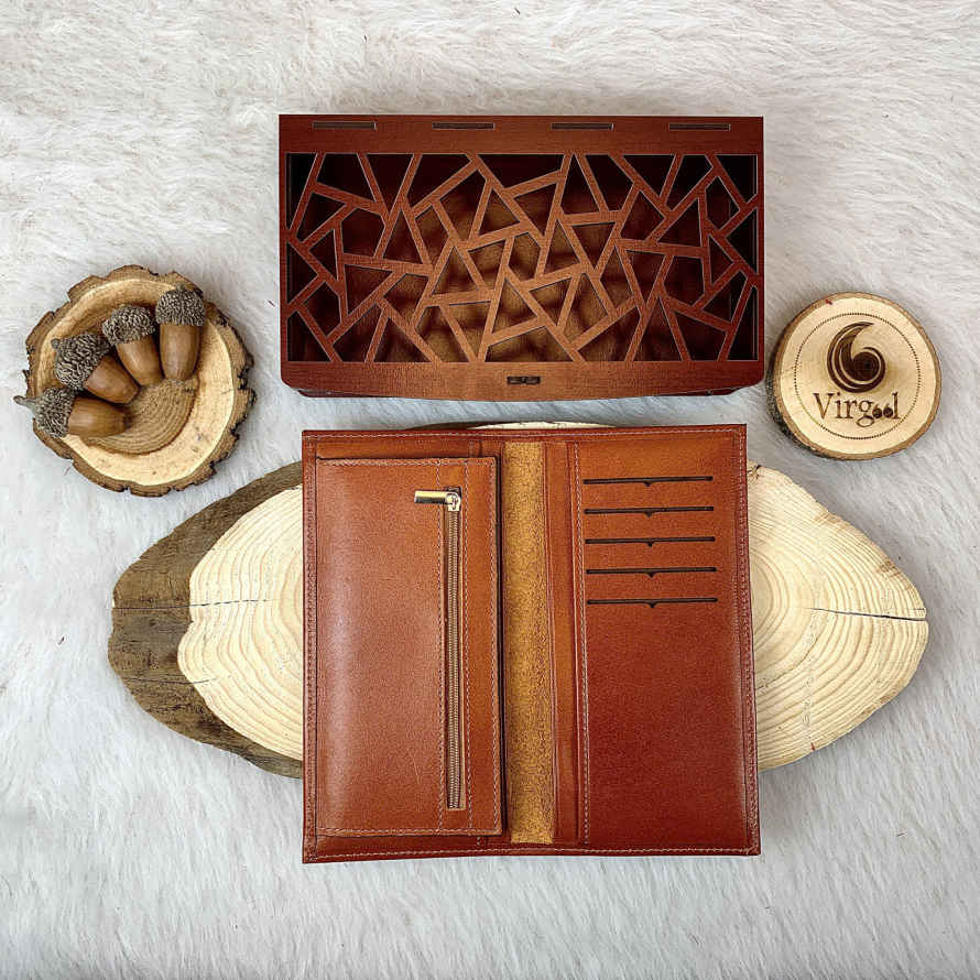 Price and Buy Persian Leather Long Wallet with Calligraphy Design - Image 6