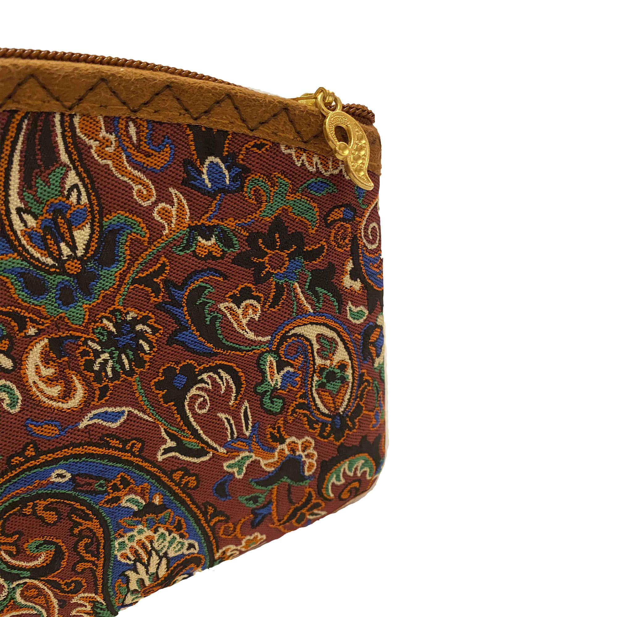 Price and Buy Persian Makeup Bag in Paisley Brown Termeh Fabric for Women - Image 3